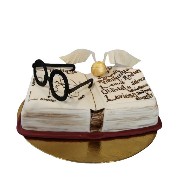 Gâteau Harry Potter en forme de livre, avec lunettes Harry Potter et vif d'of